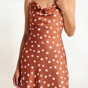 Abercrombie & Fitch‎ XL Petite Silky Polka Dot Mini Dress.
Lined